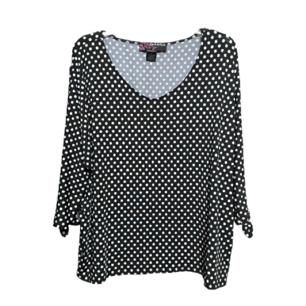 Peck & Peck Black and White Polka Dot Women's Top L